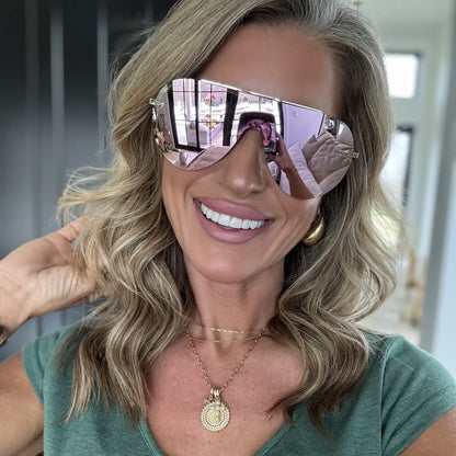 IMANI - GOLD + CHERRY BLOSSOM MIRROR SUNGLASSES