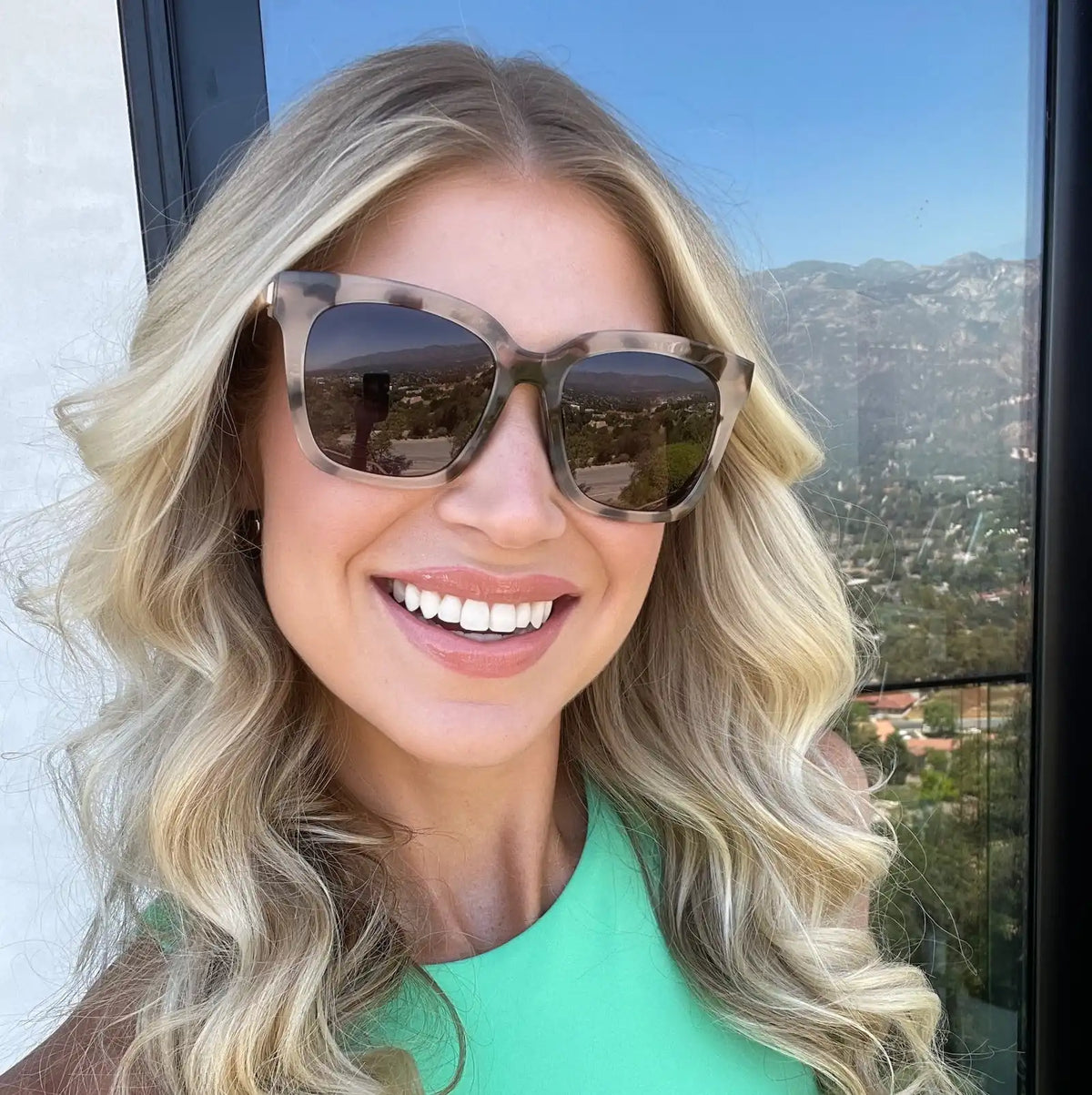 BELLA - CREAM TORTOISE + GREY SUNGLASSES