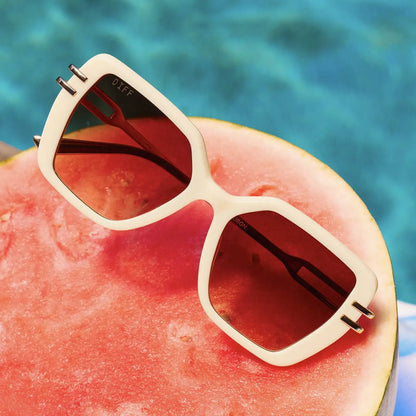 DASHA - COURTSIDE IVORY + GOLD + BROWN GRADIENT SUNGLASSES