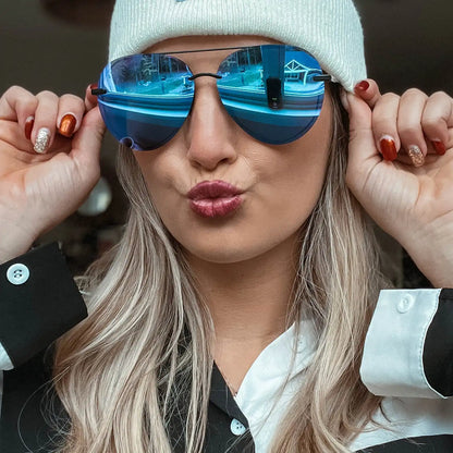 LENOX - MATTE BLACK + PURPLE MIRROR SUNGLASSES