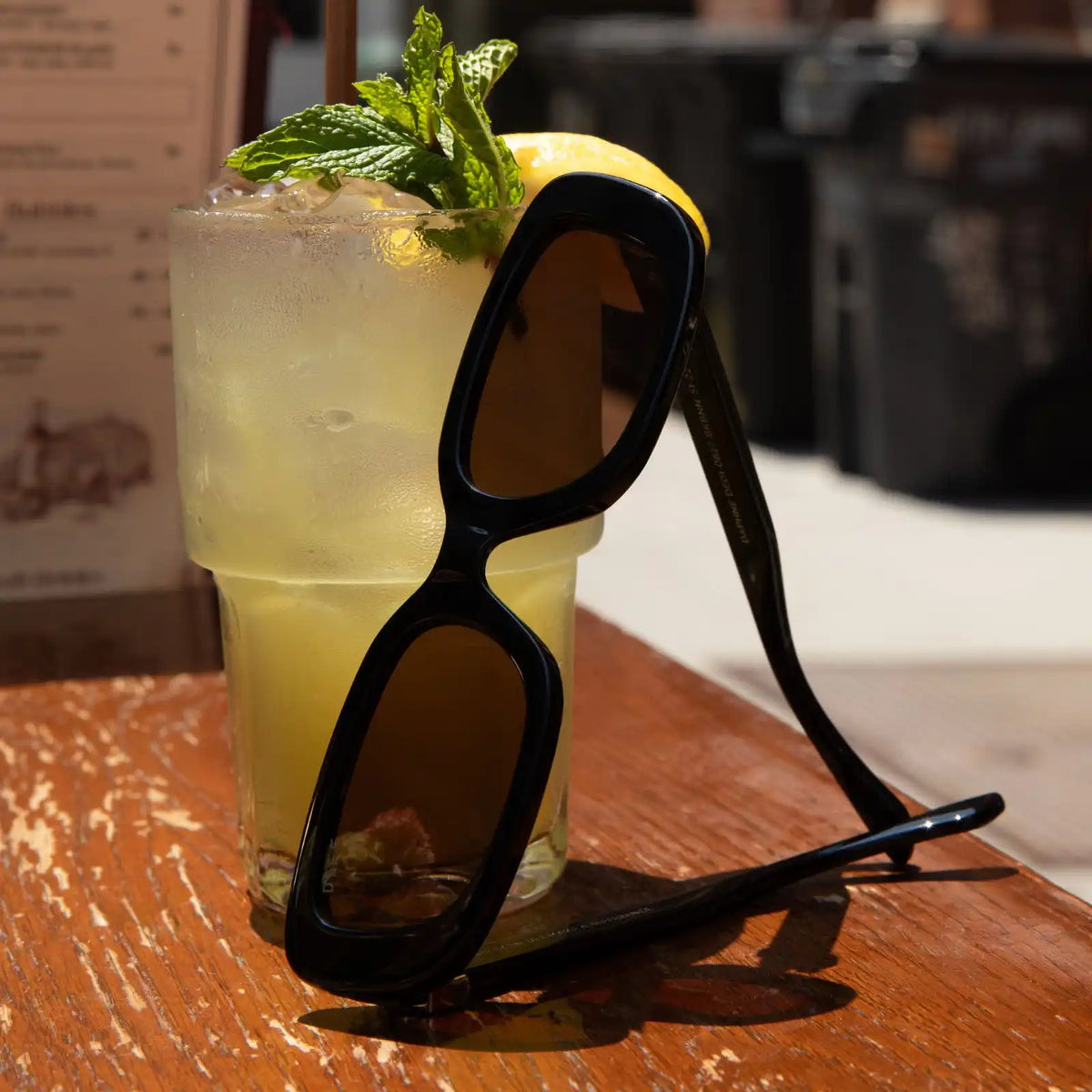 DAPHNE - BLACK + SILVER METAL + BROWN SUNGLASSES