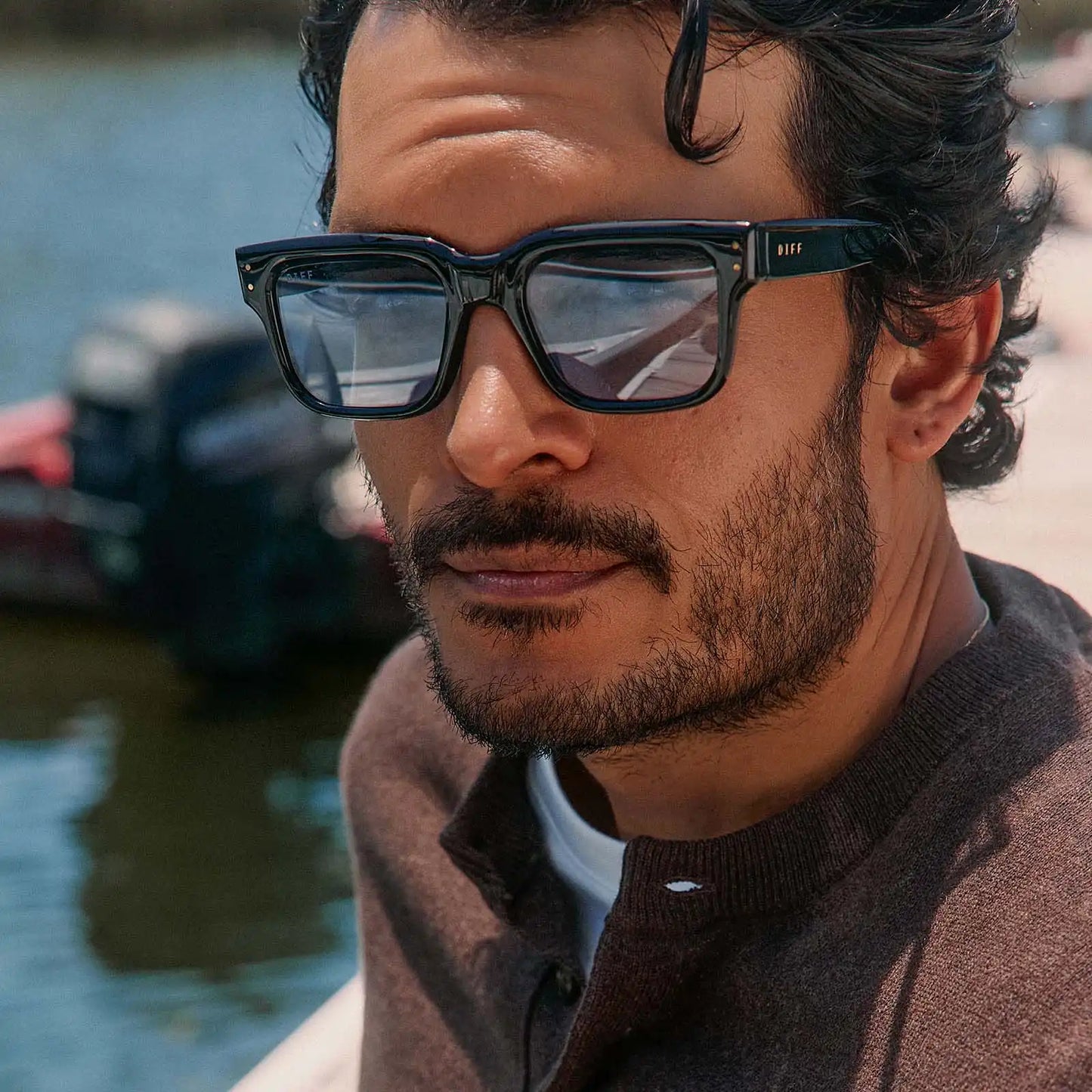 CASH - BLACK + LIGHT BLUE TINT SUNGLASSES