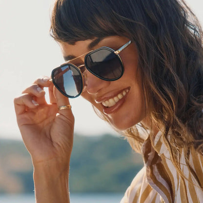JOEY - BLACK + GOLD METAL + GREY GRADIENT + POLARIZED SUNGLASSES