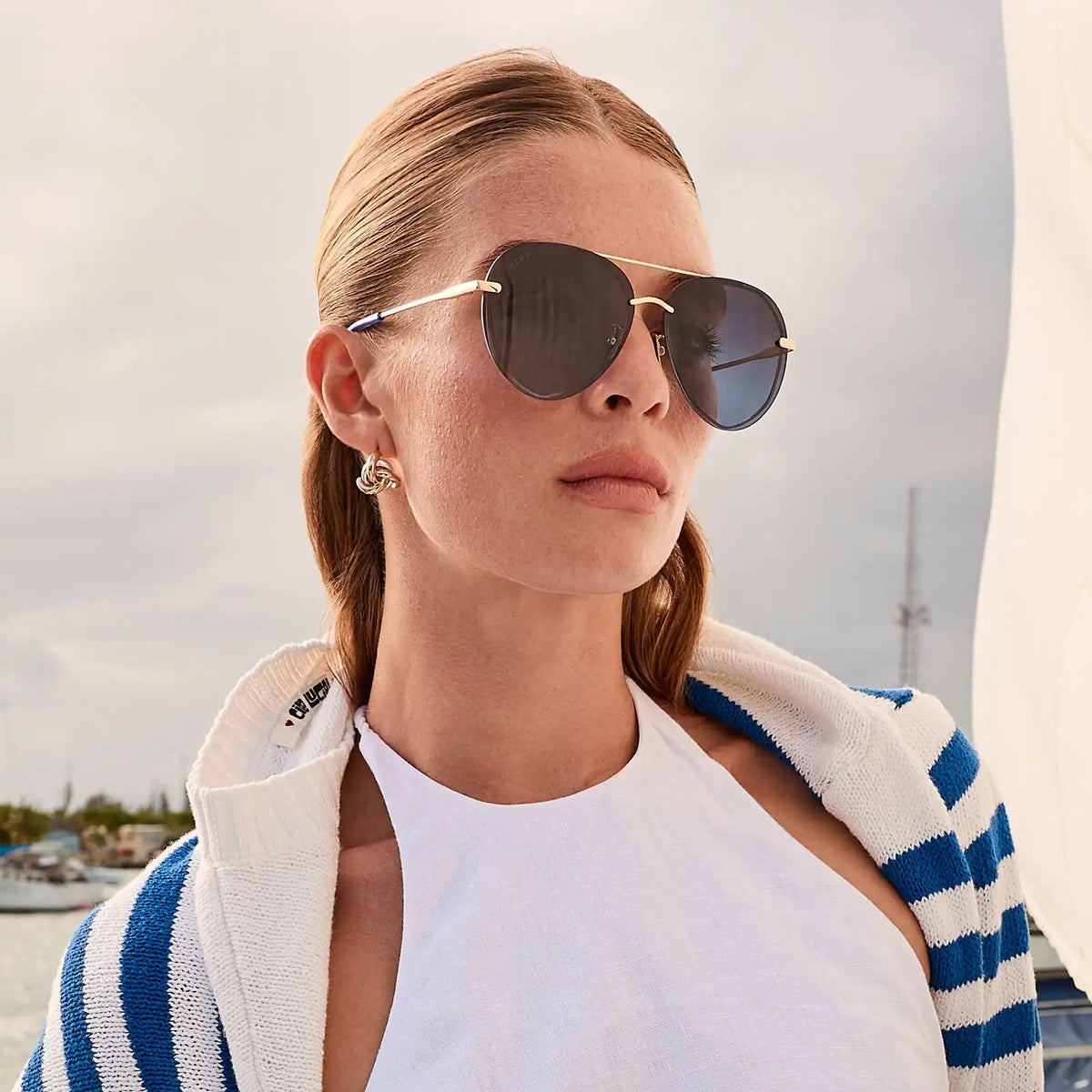 LENOX - GOLD + BLUE GRADIENT + POLARIZED SUNGLASSES