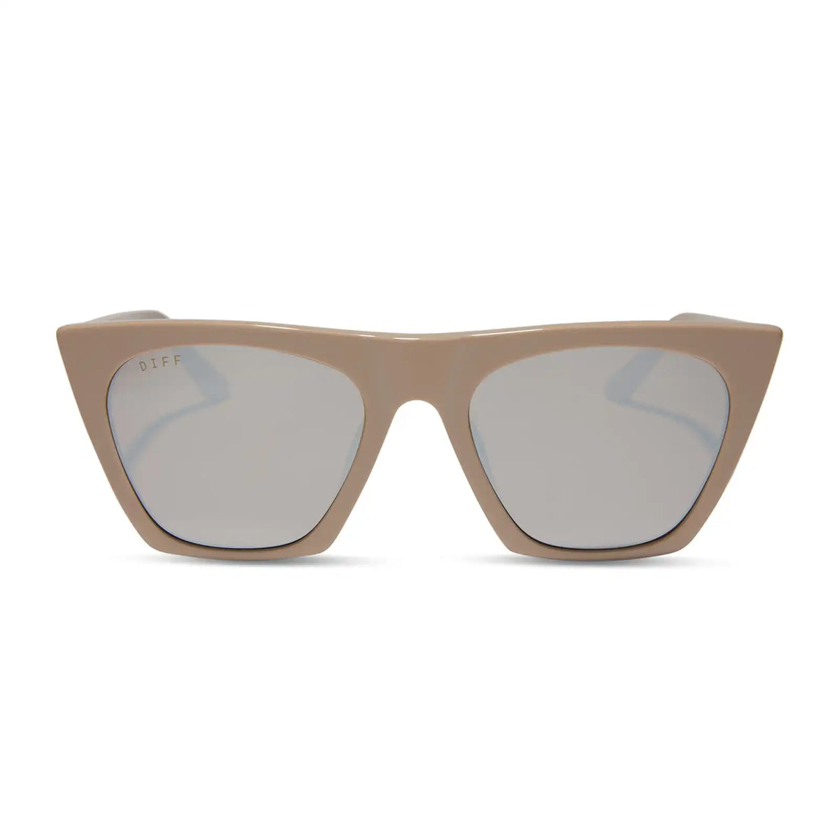 AVRIL - ALMOND + SILVER FLASH SUNGLASSES