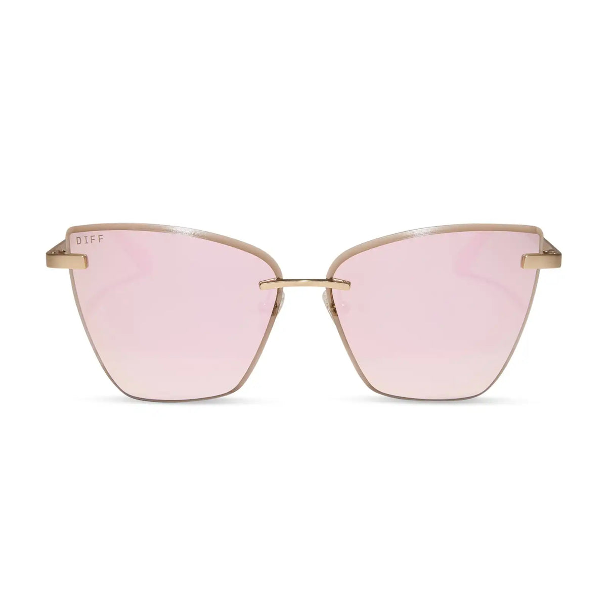 BECKY V - BRUSHED GOLD + CHERRY BLOSSOM MIRROR SUNGLASSES