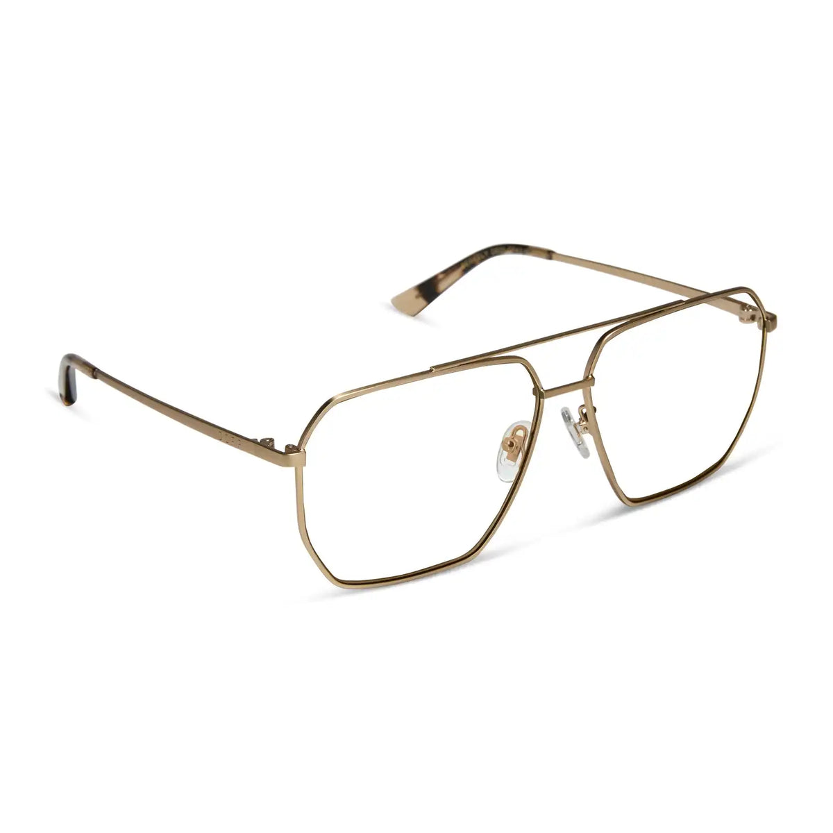 BERKELY - BRUSHED GOLD + ESPRESSO TORTOISE TIPS + BLUE LIGHT TECHNOLOGY GLASSES