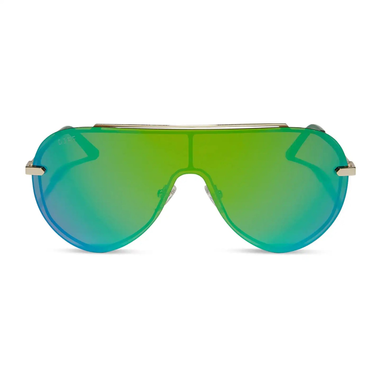 IMANI - GOLD + GREEN MIRROR SUNGLASSES
