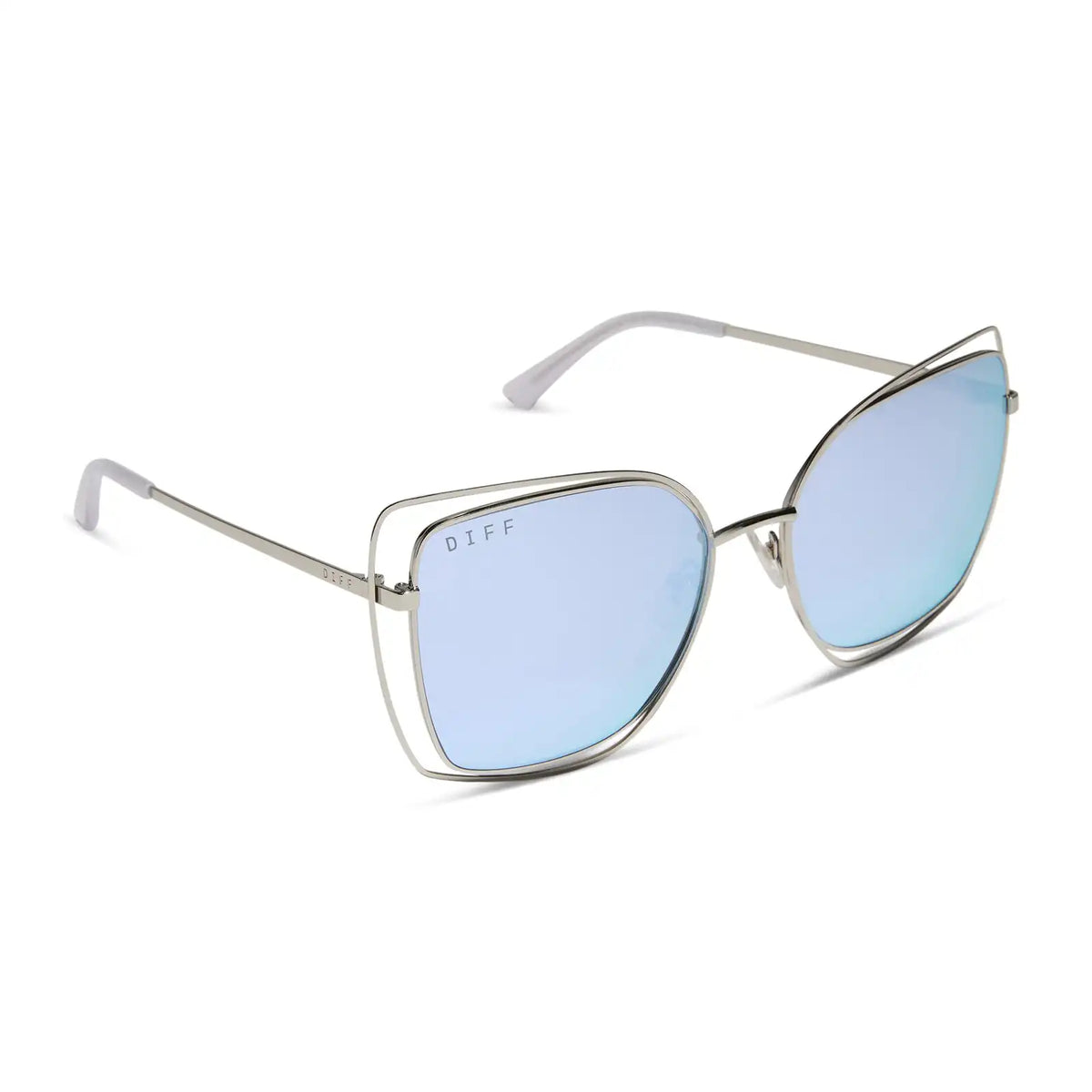 JACQUELINE - SILVER + THISTLE TEMPLE TIPS + LAVENDER MIRROR SUNGLASSES