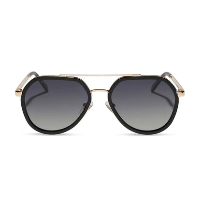 JOEY - BLACK + GOLD METAL + GREY GRADIENT + POLARIZED SUNGLASSES