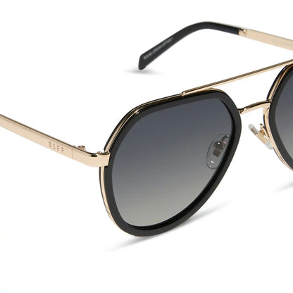 JOEY - BLACK + GOLD METAL + GREY GRADIENT + POLARIZED SUNGLASSES
