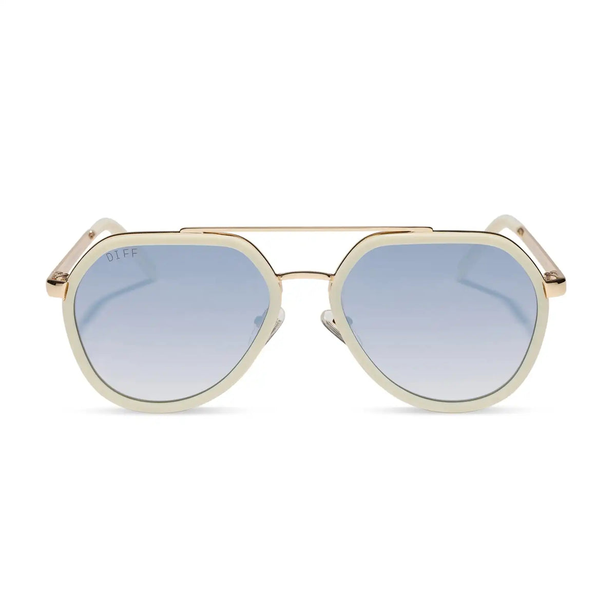 JOEY - COURTSIDE IVORY + GOLD METAL + SLATE GRADIENT FLASH SUNGLASSES