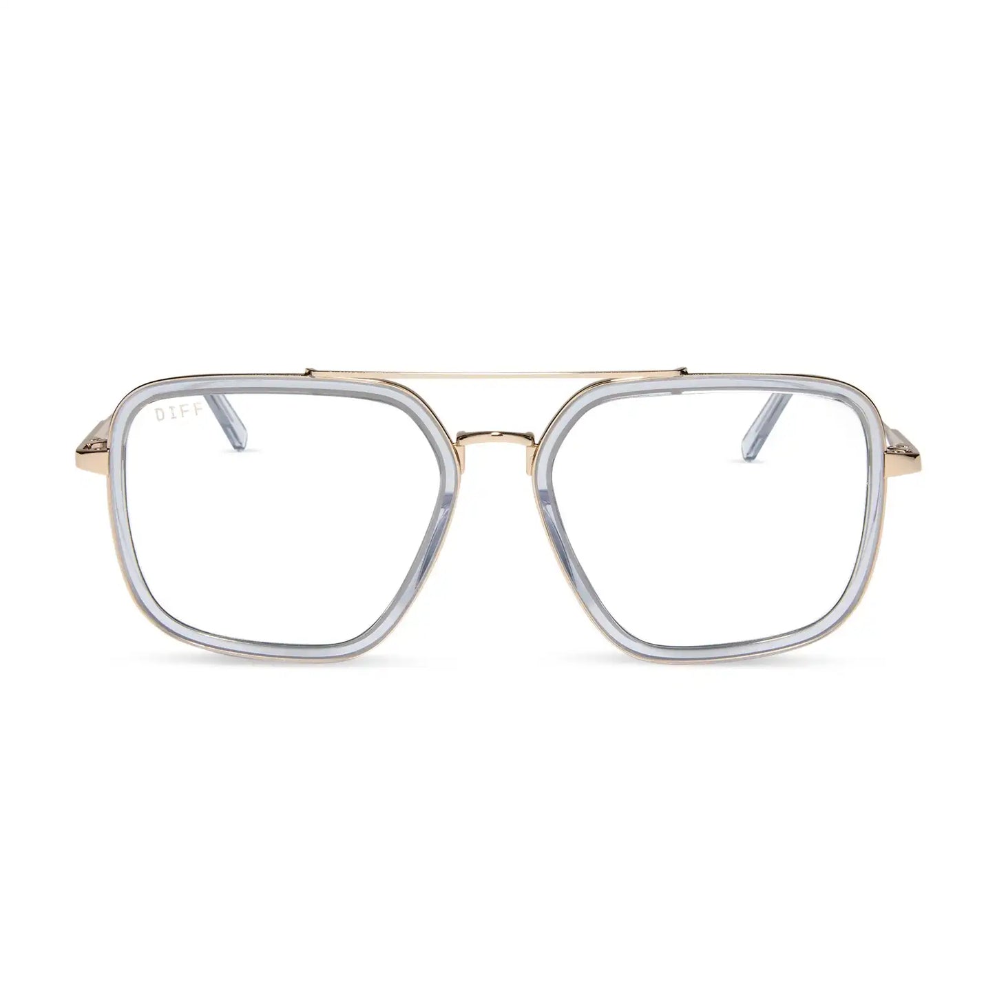 JORDAN - GOLD + CLEAR CRYSTAL TEMPLE TIPS + GLASSES