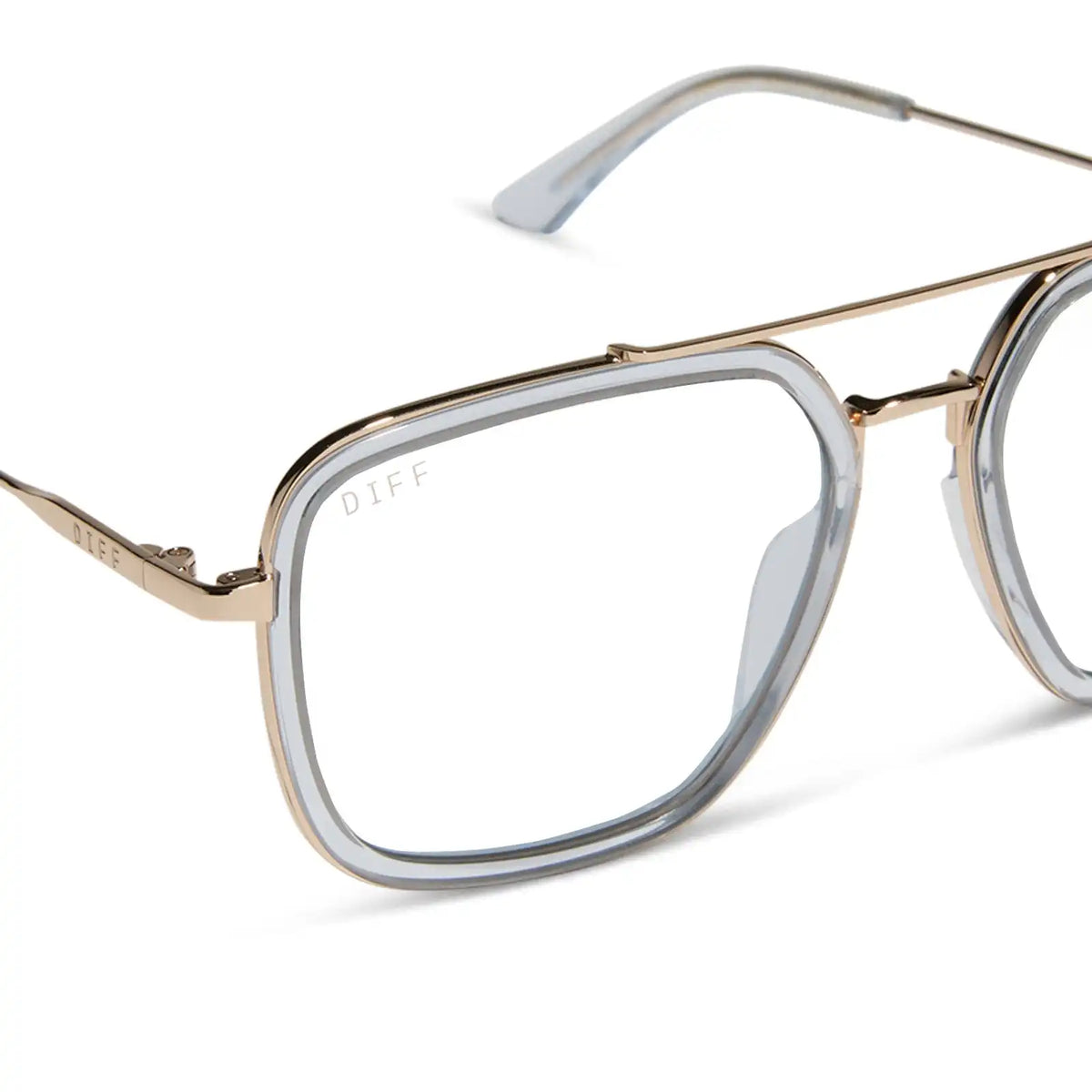 JORDAN - GOLD + CLEAR CRYSTAL TEMPLE TIPS + GLASSES