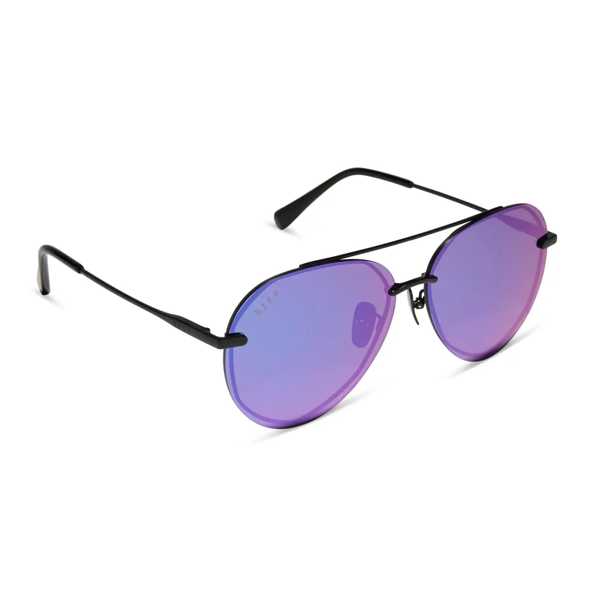 LENOX - MATTE BLACK + PURPLE MIRROR SUNGLASSES