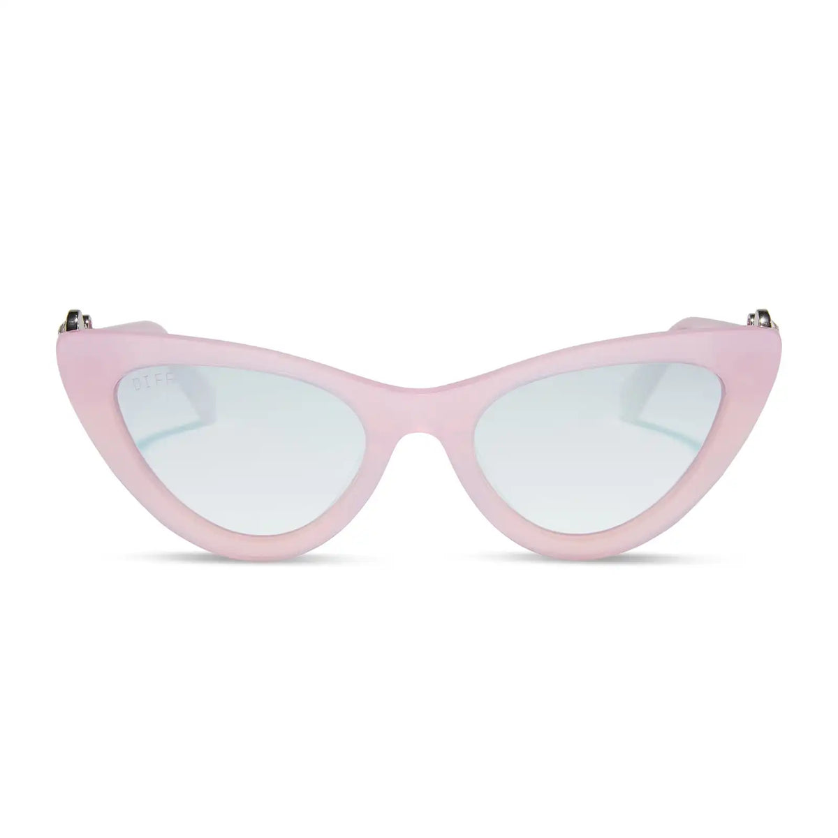GLINDA UPLAND FOR GOOD - GLASSY PINK CRYSTAL + SILVER FLASH SUNGLASSES