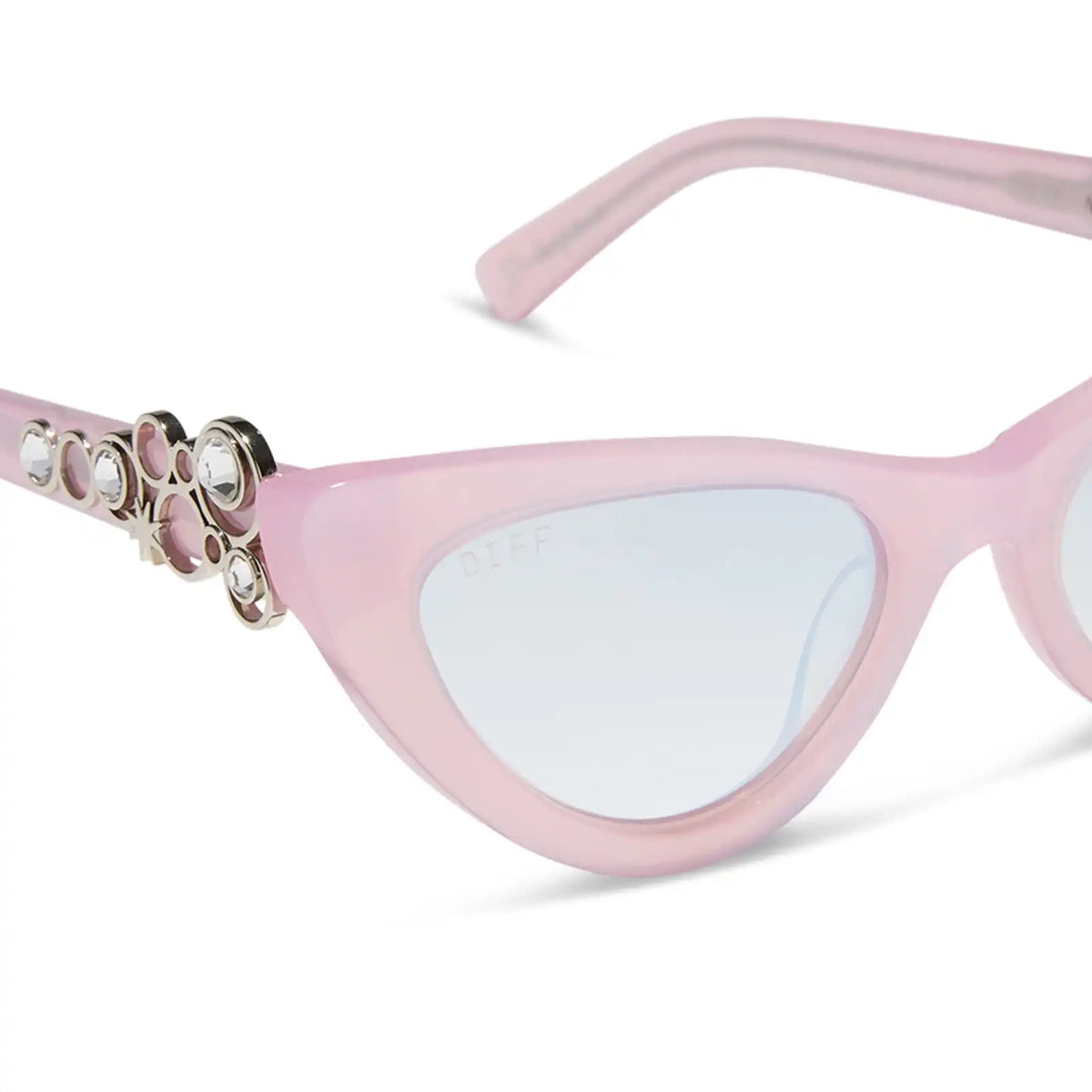 GLINDA UPLAND FOR GOOD - GLASSY PINK CRYSTAL + SILVER FLASH SUNGLASSES